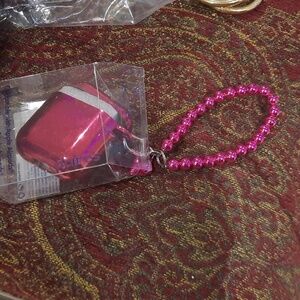 GORGEOUS BLINGED OUT NEW in box Earbuds case heart pearl keyfob